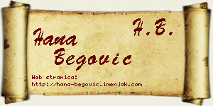 Hana Begović vizit kartica
